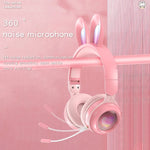 KE-01 Casque pliable stéréo sans fil Bluetooth 5.0 à oreilles de lapin avec micro pour PC