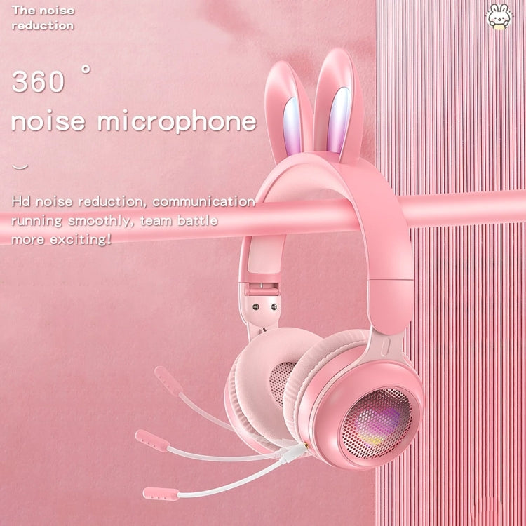 KE-01 Casque pliable stéréo sans fil Bluetooth 5.0 à oreilles de lapin avec micro pour PC