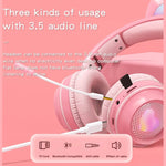 KE-01 Casque pliable stéréo sans fil Bluetooth 5.0 à oreilles de lapin avec micro pour PC