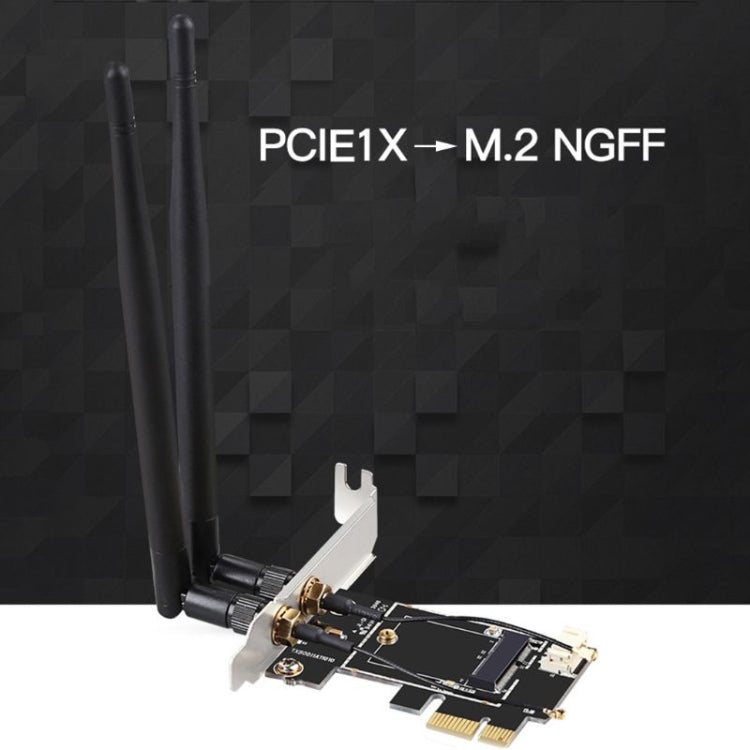 Adaptateur double antenne carte PCIE-1X vers NGFF-Ekey TXB001
