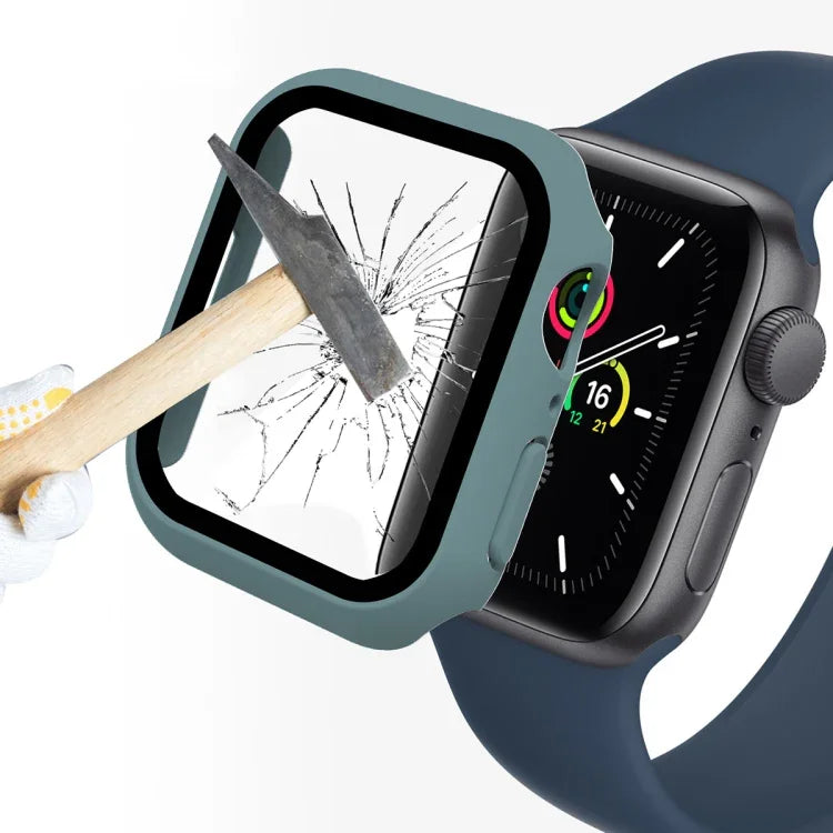 Boîtier ENKAY Hat-Prince 2 en 1 avec cadre en polycarbonate et protection en verre trempé 9H pour Apple Watch Series 7 45 mm