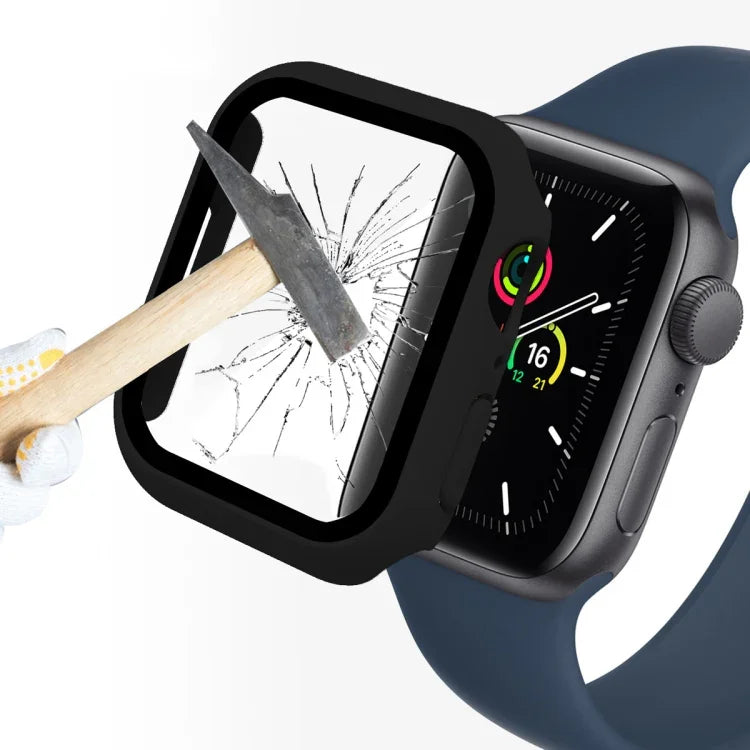 Boîtier ENKAY Hat-Prince 2 en 1 avec cadre en polycarbonate et protection en verre trempé 9H pour Apple Watch Series 7 45 mm