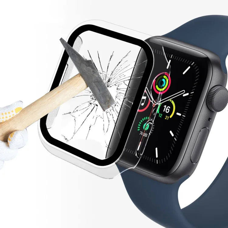 Boîtier ENKAY Hat-Prince 2 en 1 avec cadre en polycarbonate et protection en verre trempé 9H pour Apple Watch Series 7 45 mm