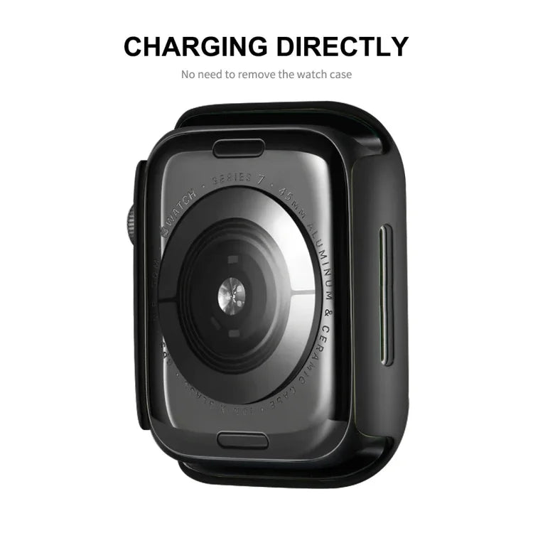 Boîtier ENKAY Hat-Prince 2 en 1 avec cadre en polycarbonate et protection en verre trempé 9H pour Apple Watch Series 7 45 mm