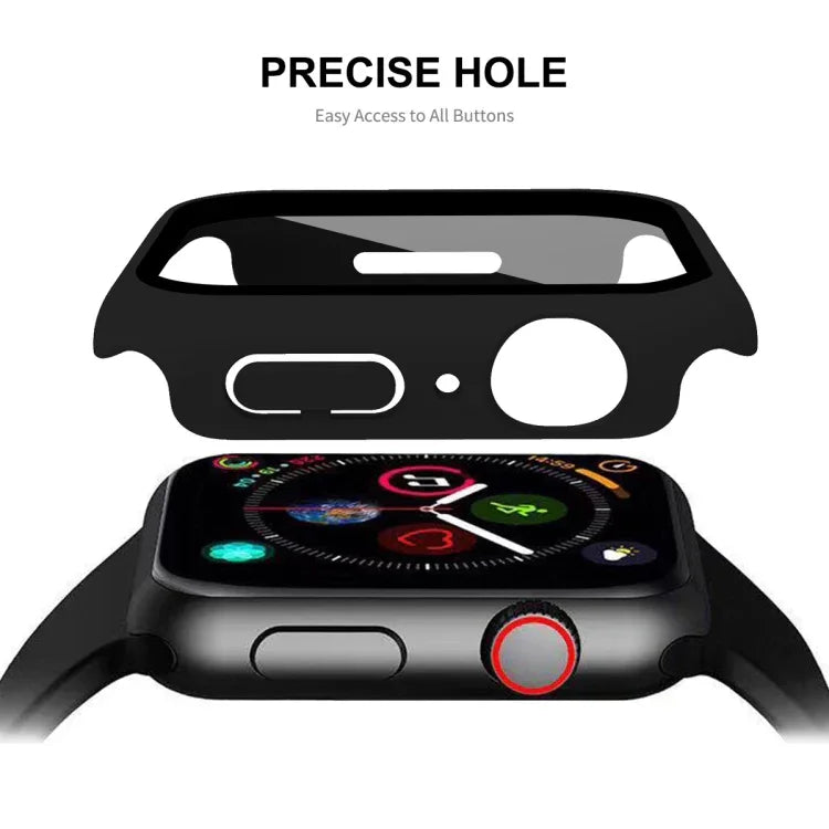 Boîtier ENKAY Hat-Prince 2 en 1 avec cadre en polycarbonate et protection en verre trempé 9H pour Apple Watch Series 7 45 mm