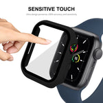 Boîtier ENKAY Hat-Prince 2 en 1 avec cadre en polycarbonate et protection en verre trempé 9H pour Apple Watch Series 7 45 mm