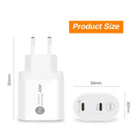 002 Chargeur rapide double port 40W PD / Type-C pour séries iPhone / iPad, prise EU, prise EU