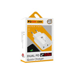 002 Chargeur rapide double port 40W PD / Type-C pour séries iPhone / iPad, prise EU, prise EU