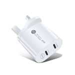 002 Chargeur rapide double port 40W PD USB-C / Type-C pour séries iPhone / iPad, prise UK, prise UK