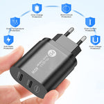 002 Chargeur rapide double port 40W PD USB-C / Type-C pour séries iPhone / iPad, prise UK, prise UK