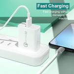 Chargeur USB APD-2003 18W QC3.0 à port unique avec câble de données USB vers Type-C de 1m, prise UE + câble USB vers Type-C, prise US + câble USB vers Type-C