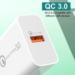 Chargeur USB APD-2003 18W QC3.0 à port unique avec câble de données USB vers Type-C de 1m, prise UE + câble USB vers Type-C, prise US + câble USB vers Type-C