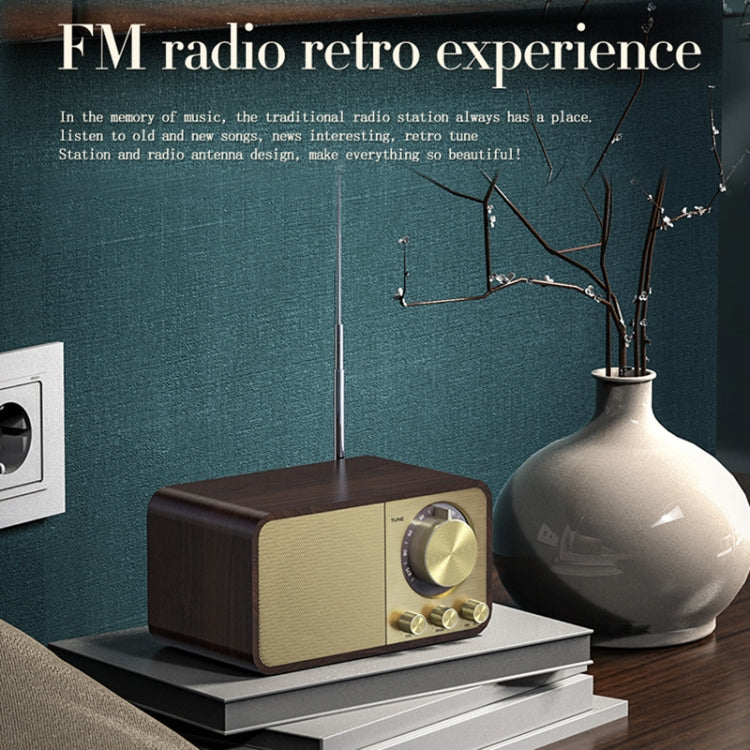 JY-66 Enceinte classique rétro BT5.0 sans fil texture bois, radio FM, support TF / U-Disk / AUX