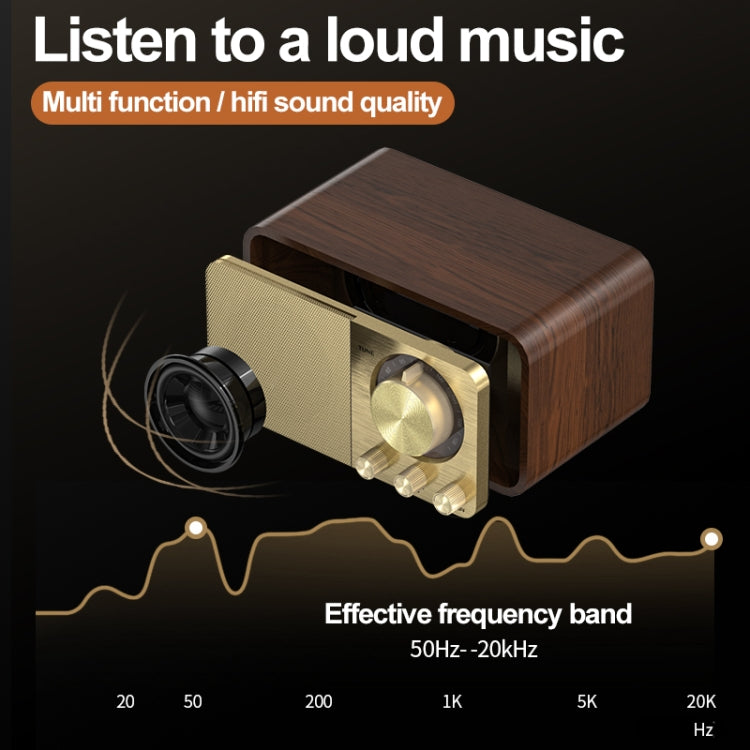 JY-66 Enceinte classique rétro BT5.0 sans fil texture bois, radio FM, support TF / U-Disk / AUX