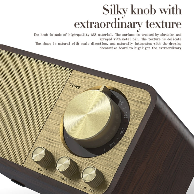 JY-66 Enceinte classique rétro BT5.0 sans fil texture bois, radio FM, support TF / U-Disk / AUX