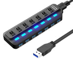 Répartiteur HUB USB 3.0 7 ports avec commutation indépendante, répartiteur