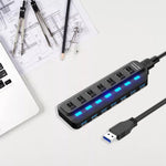 Répartiteur HUB USB 3.0 7 ports avec commutation indépendante, répartiteur