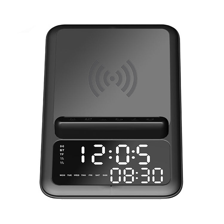 AEC BT512 Enceinte Bluetooth multifonction 10W, chargeur sans fil, horloge électronique de bureau LED avec alarme