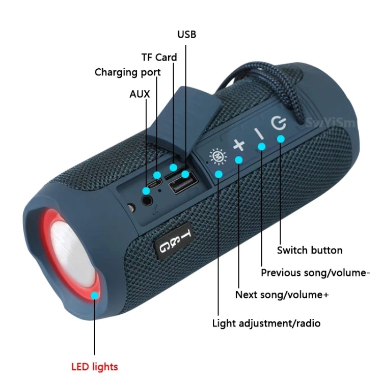 T&G TG227 Enceinte Musique Bluetooth Portable Étanche Extérieure avec LED Support FM / TF / USB