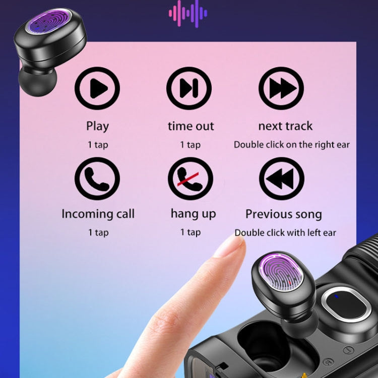 Écouteurs Bluetooth stéréo intra-auriculaires mini double canal TWS T&G TG909 avec affichage LED