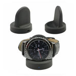 Samsung Gear Sport Charger Upgrade with black charging dock and adapter stands for Gear S3 and Gear Sport smartwatch.