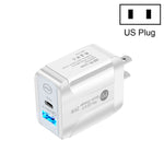 Chargeur rapide à double port PD25W USB-C / Type-C + QC3.0 USB, prise US, prise US
