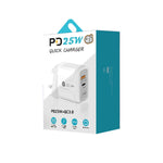 Chargeur rapide double port PD25W USB-C / Type-C + QC3.0 USB avec câble de données USB vers Type-C, prise britannique, prise britannique + câble USB vers Type-C