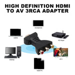 Adaptateur HDMI mâle plaqué or vers 3 RCA vidéo audio RVB Convertisseur composant AV pour DVD projecteur, HDMI