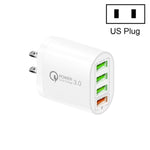 QC-04 Chargeur multi-ports QC3.0 + 3 x USB 2.0 pour téléphone portable et tablette, prise américaine, prise américaine