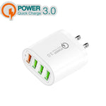 QC-04 Chargeur multi-ports QC3.0 + 3 x USB 2.0 pour téléphone portable et tablette, prise américaine, prise américaine