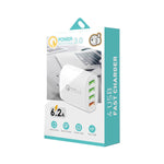 QC-04 Chargeur multi-ports QC3.0 + 3 x USB 2.0 pour téléphone portable et tablette, prise américaine, prise américaine