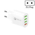 Chargeur multiport QC-04 QC3.0 + 3 x USB 2.0 pour téléphone portable et tablette, prise UE, prise UE