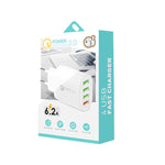 Chargeur multiport QC-04 QC3.0 + 3 x USB 2.0 pour téléphone portable et tablette, prise UE, prise UE