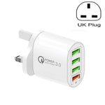 QC-04 Chargeur multi-ports QC3.0 + 3 x USB 2.0 pour téléphone portable et tablette, prise britannique
