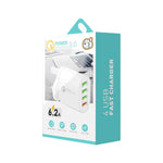 Chargeur multi-ports QC-04 QC3.0 + 3 x USB2.0 avec câble USB 3A vers 8 broches, prise UK, prise UK + câble 8 broches