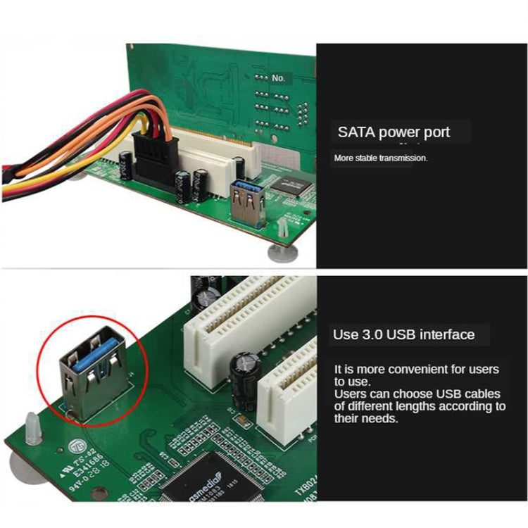 Carte adaptatrice PCIe vers double emplacement PCI Carte d'extension USB 3.0