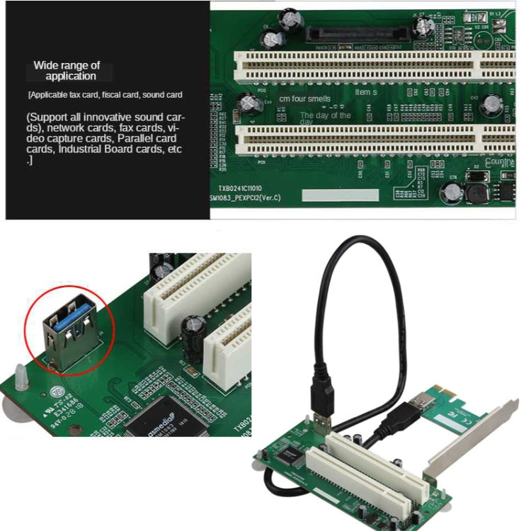 Carte adaptatrice PCIe vers double emplacement PCI Carte d'extension USB 3.0