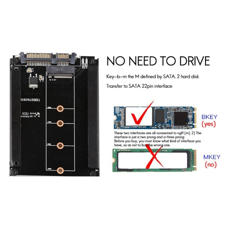 Carte d'extension M.2 vers SATA3.0 Adaptateur 22 broches Carte de conversion d'interface SSD 2,5 pouces