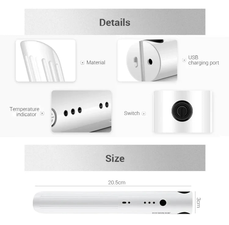 Lisseur et boucleur portable rechargeable K-SKIN, fer céramique, outil de coiffage sans fil, température réglable, chauffe rapide