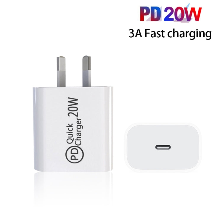 Chargeur de voyage AU-20W PD USB-C / Type-C pour téléphone mobile, prise AU, prise AU