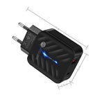 Chargeur 20W Type-C + QC3.0 USB avec voyant indicateur, prise EU, prise EU, prise EU + câble USB vers Type-C