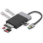 Adaptateur HUB USB 3.0 6 en 1 vers USB3.0 x 2 + carte CF + carte TF + carte SD + carte XQD