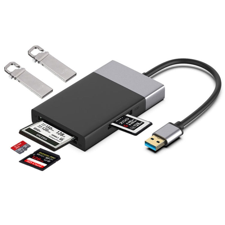 Adaptateur HUB USB 3.0 6 en 1 vers USB3.0 x 2 + carte CF + carte TF + carte SD + carte XQD