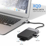 Adaptateur HUB USB 3.0 6 en 1 vers USB3.0 x 2 + carte CF + carte TF + carte SD + carte XQD