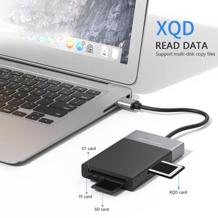 Adaptateur HUB USB 3.0 6 en 1 vers USB3.0 x 2 + carte CF + carte TF + carte SD + carte XQD