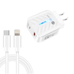 Chargeur 20W PD3.0 + QC3.0 USB avec câble de données Type-C vers 8 broches, prise US, prise US + câble Type-C vers 8 broches