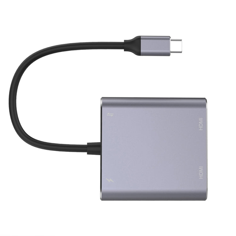 Adaptateur HUB 4 en 1 Type-C vers double HDMI + USB + Type-C
