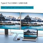 Adaptateur HUB 4 en 1 Type-C vers double HDMI + USB + Type-C