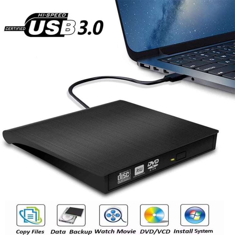 Lecteur externe CD / DVD-RW optique USB 3.0 brossé, ECD819
