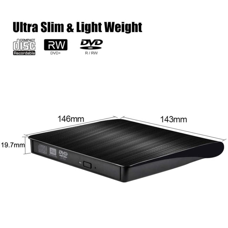 Lecteur externe CD / DVD-RW optique USB 3.0 brossé, ECD819